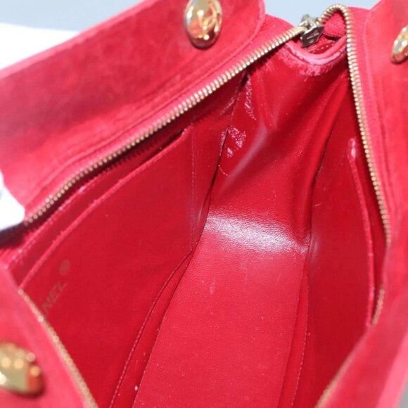 CHANEL Matelasse Chain Shoulder Bag Lamb Skin Gold Red CC Auth - Picture 14 of 16